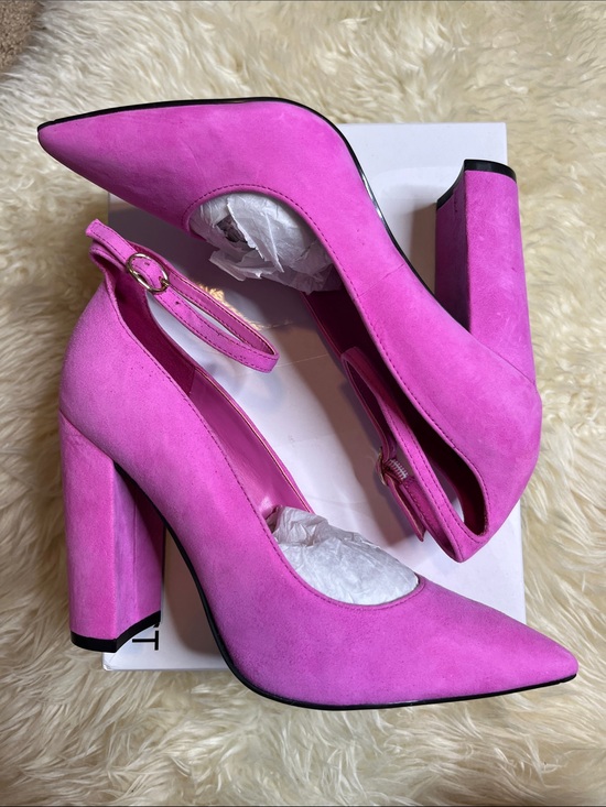 Nine West Shoes - NIB Nine West Plana Pump Magenta Suede - Size 7 Barbie Block Heel Ankle Strap
